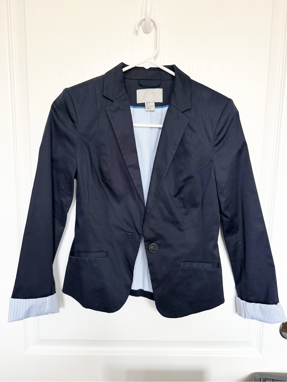 H&M Navy Blazer with Light Blue Stripe Lining